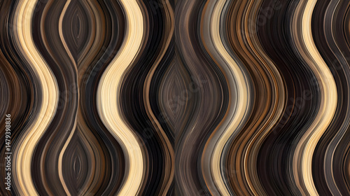 Abstract Waves: Brown & Beige Swirls