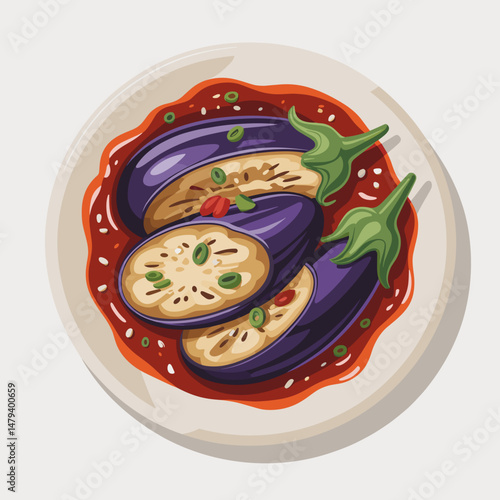 Braised Eggplant with Garlic Sauce in Red Chili Oil