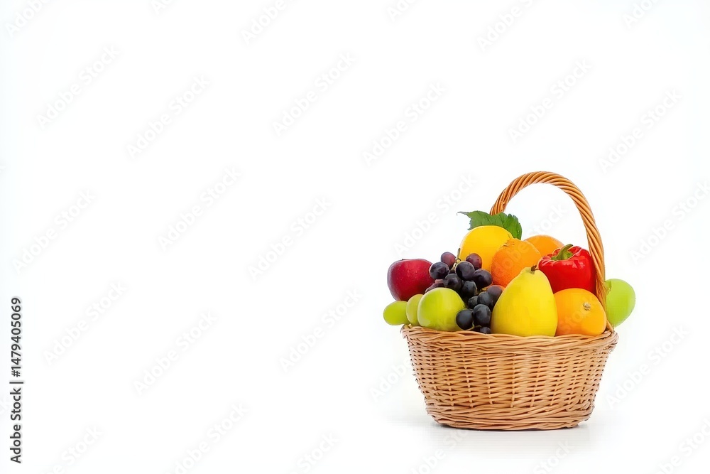 Colorful fruits and vegetables in a wicker basket (3) Colorful fruits and vegetables in a wicker basket (3)