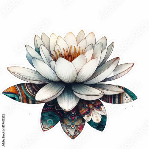 This isolated water lily flower, a beautiful aquatic plant, showcases its floral bloom with delicate pink petals, a symbol of summer beauty in nature