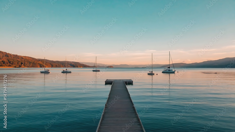 Obraz premium Tranquil Sunset on the Lake