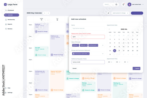 Nail shop booking website homepage app ui design