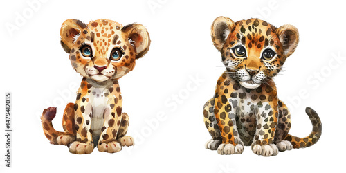 cute leopard watercolor vector illustration
