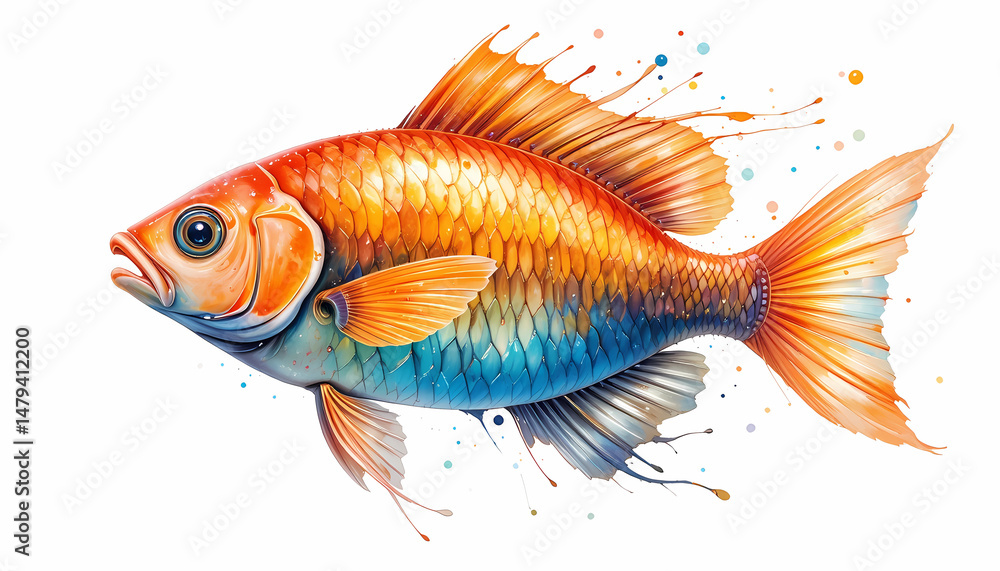 Fototapeta premium watercolor fish painting
