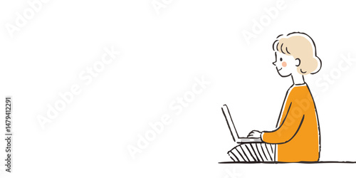 A moment of focus: a young individual diligently engaged in work. Illustration of the focus, determination.