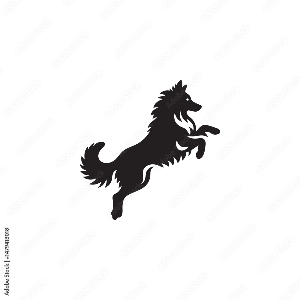 Obraz premium Basque Shepherd Dog Silhouette Vector – Distinct, strong, and agile canine outline, perfect for pet-themed designs, digital art, breed-specific projects, merchandise, and creative endeavors. 