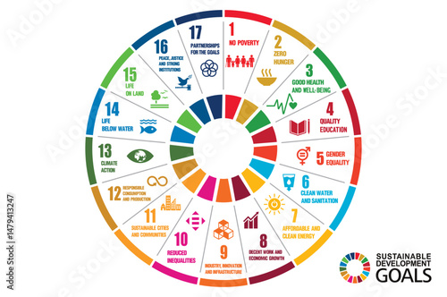 Goals for addressing poverty worldwide and realizing sustainable development. SDGs illustration vector