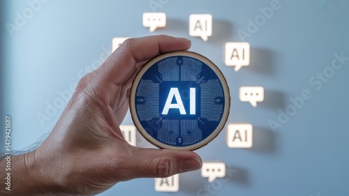 Wallpaper Mural Hand holding a circular disc displaying artificial intelligence. Torontodigital.ca