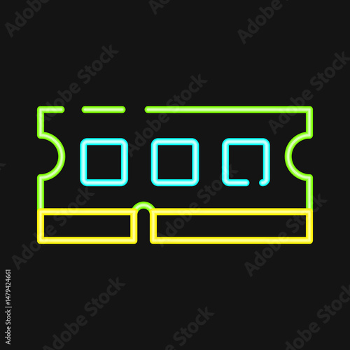 Icon ram. Computer components elements. Icon in neon style.