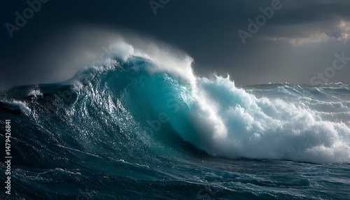 Fototapeta Naklejka Na Ścianę i Meble -  Powerful Ocean Wave at Dawn