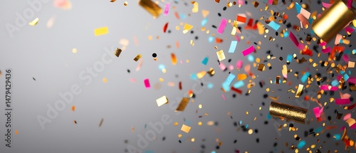 Graduation celebrations, congratulations, joyful confetti explosion