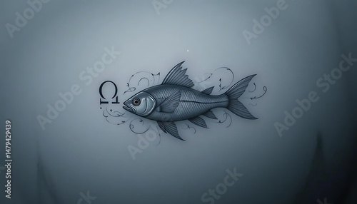 Ichthys with Alpha and Omega Tattoo This minimalist Ichthys tattoo, featuring the fish symbol and alpha-omega letters, represents Jesus Christ as the eternal beginning and end in Christian faith.