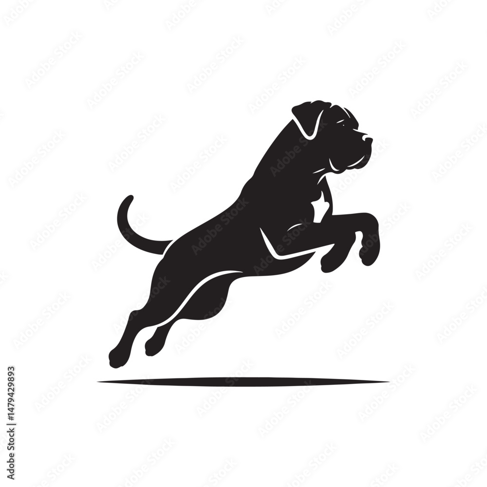 Obraz premium Boerboel Dog Silhouette Vector – Strong, protective, and loyal canine outline, ideal for breed-specific designs, digital art, merchandise, T-shirts, pet-themed projects, and creative endeavors. 