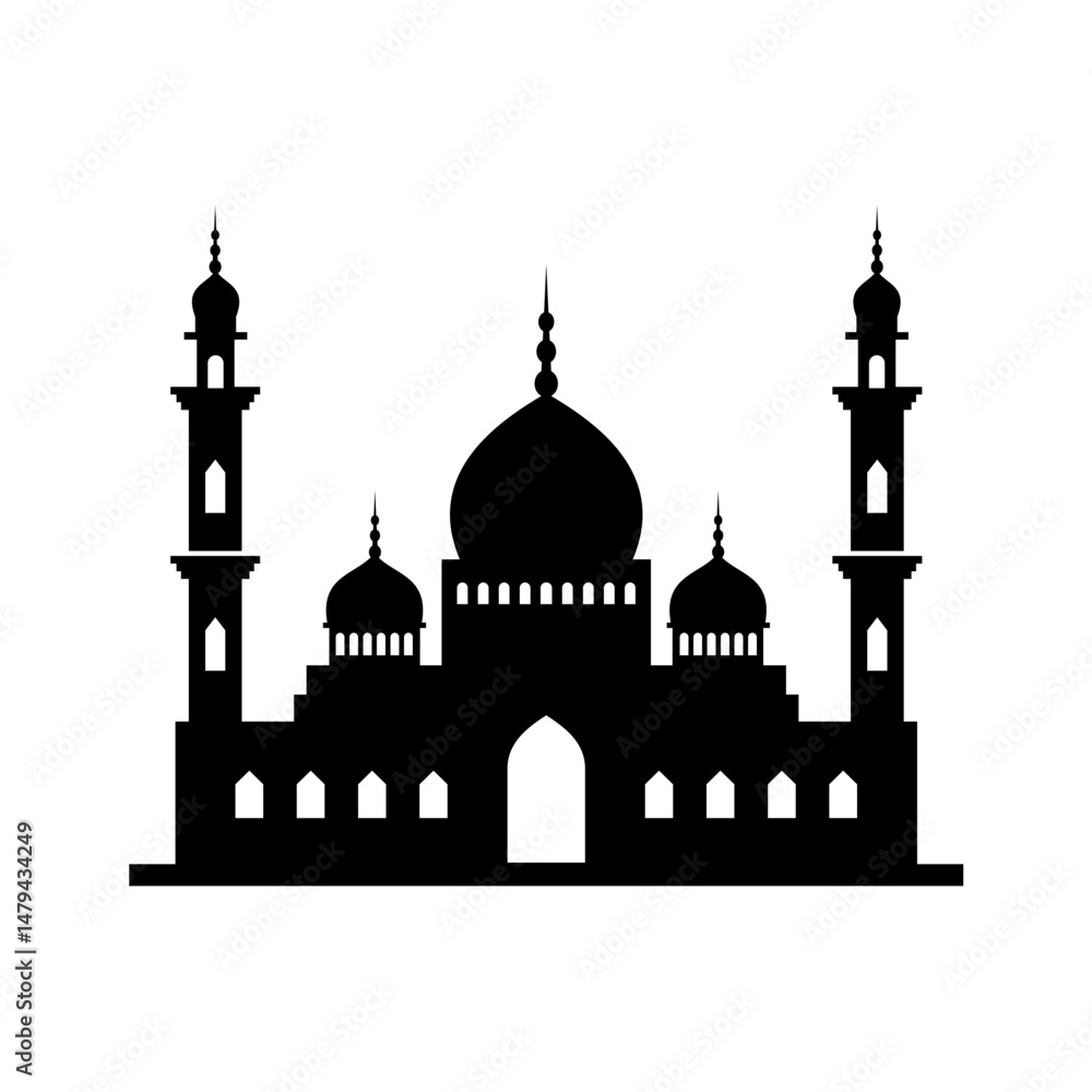 Fototapeta premium Mosque building silhouette illustration white background