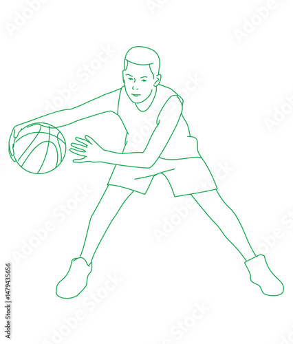 Young boy playing basketball