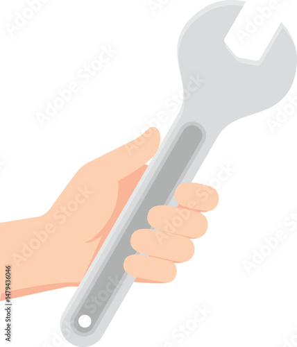 스패너를 잡고 있는 손의 모습