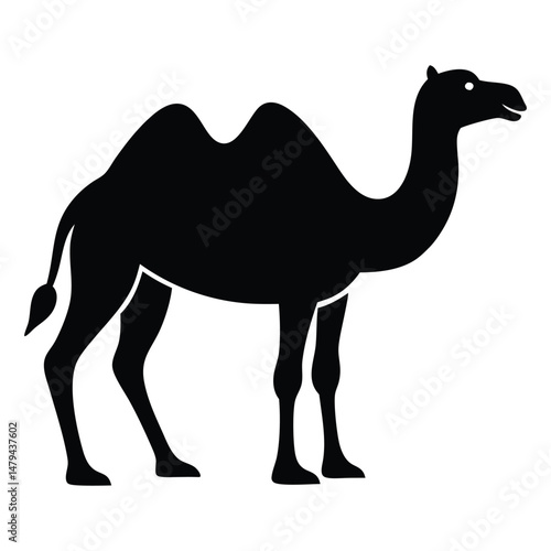 silhouette of Camel vector on white background, Camel icon vector, black camel animal silhouette