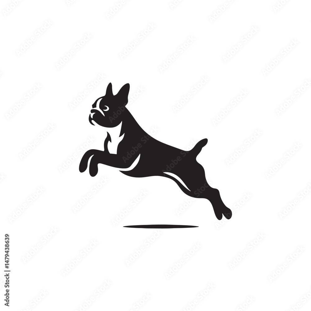 Obraz premium Boston Terrier Dog Silhouette – A charming and energetic canine outline, perfect for digital art, merchandise, T-shirts, dog breed designs, and pet-themed creative projects. 