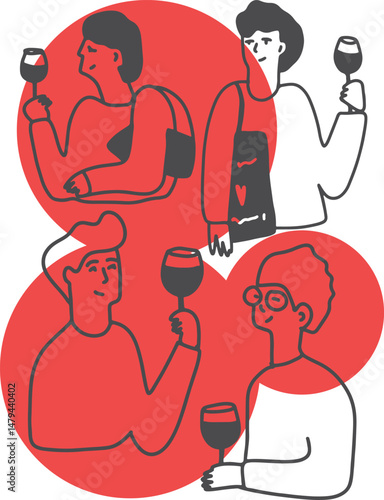 Winemaking. The process of making wine. Drawing, engraving, ink, line art, vector	

