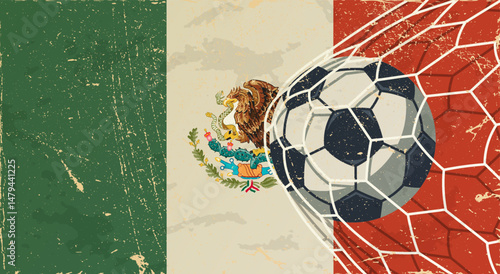 Mexico flag with retro vintage concept
