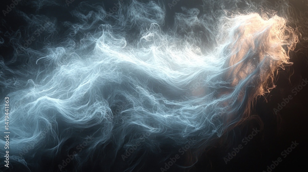 Obraz premium Abstract smoke patterns, light blue and orange