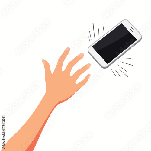 Angry woman throwing smartphone in frustration, dynamic motion