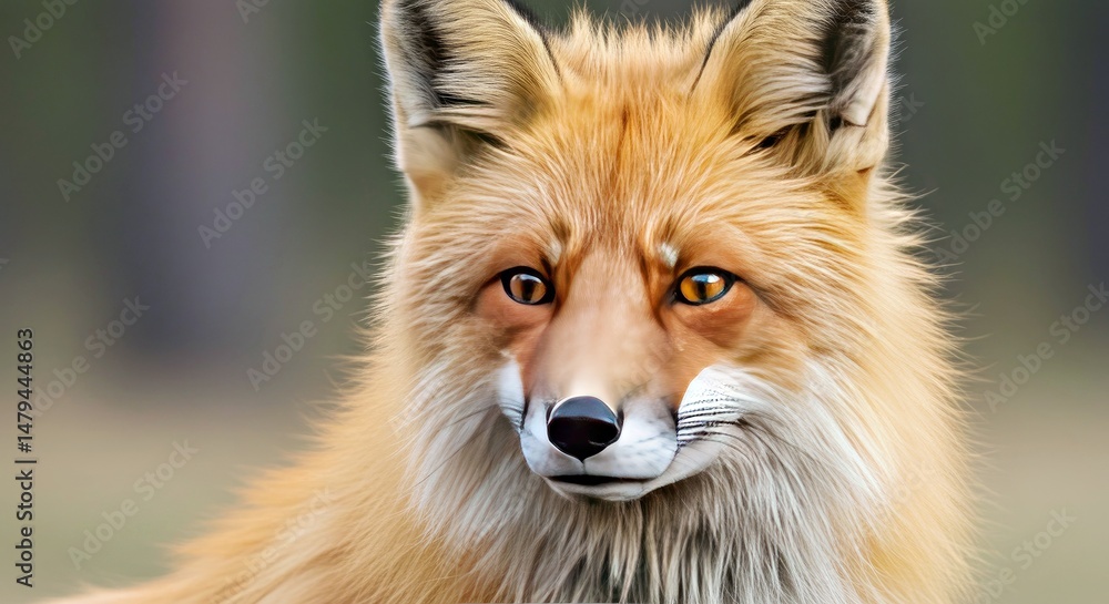 Fototapeta premium Intense Red Fox Close-Up Stock Image; Vulpes Vulpes Wildlife Portrait, Sharp Details