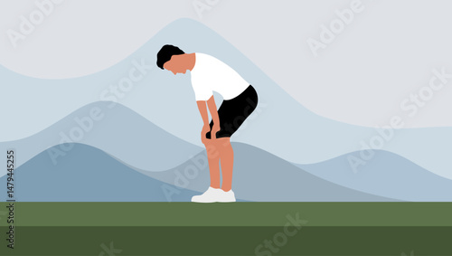 shortness of breath, flat color illustration