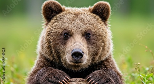 Wallpaper Mural Wild Brown Bear Cub Closeup Portrait; Adorable Young Ursus Arctos in Natural Habitat Torontodigital.ca