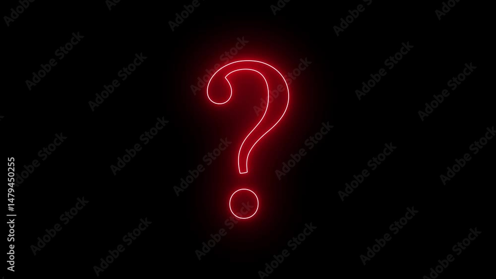 Animated red neon question mark icon on transparent black background. FAQ, Help, Confusion, and Inquiry concept Animated red neon question mark icon on transparent black background. FAQ, Help, Confusion, and Inquiry concept