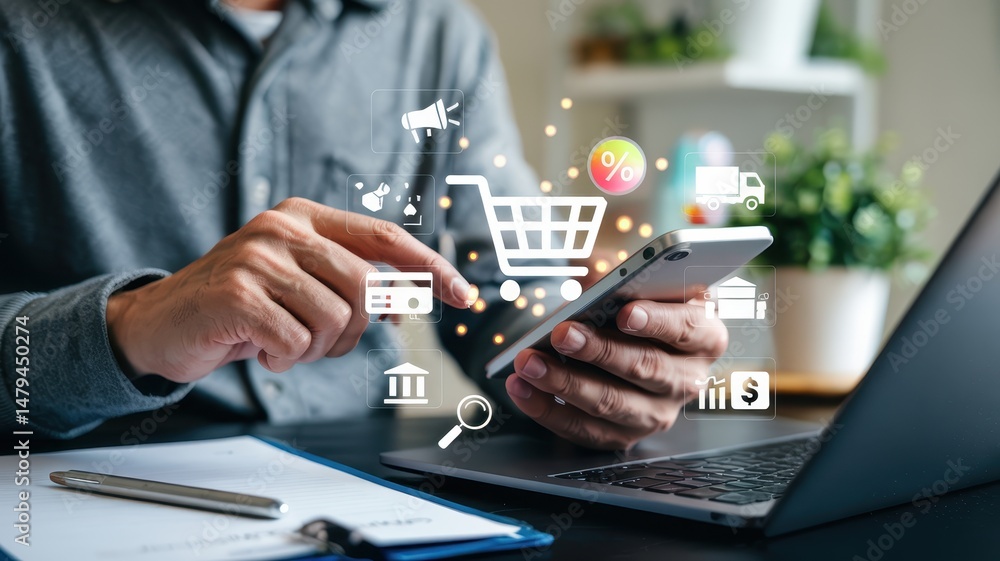 Digital shopping experience displayed on a smartphone.