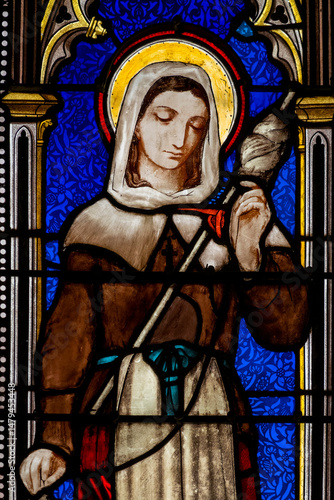 Obraz na plátně Stained glass (19th century) of Saint Germaine. Catholic Saint.