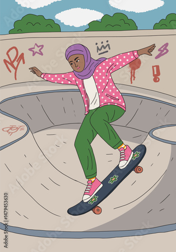 Muslim women in skateboarding