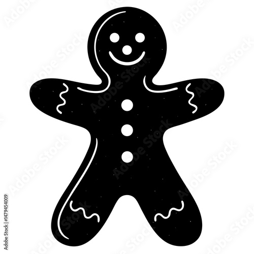Close up of gingerbread cookie silhouette vector illustration 
