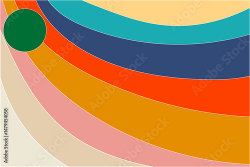 Abstract rainbow design features colorful waves and lines in a vibrant vector illustration