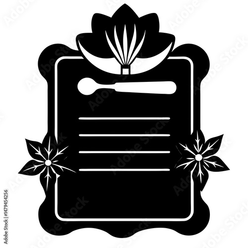 Festive recipe card silhouette vector illustration 