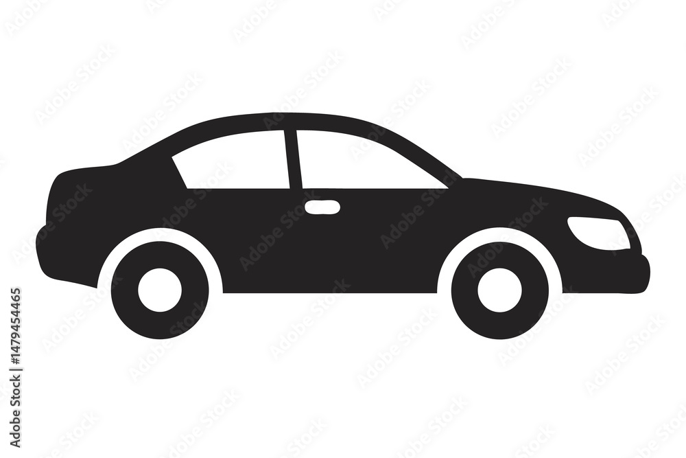 Sedan Car Silhouette Illustration, Vehicle Outline Design, Elegant Sedan Profile Sedan Car Silhouette Illustration, Vehicle Outline Design, Elegant Sedan Profile