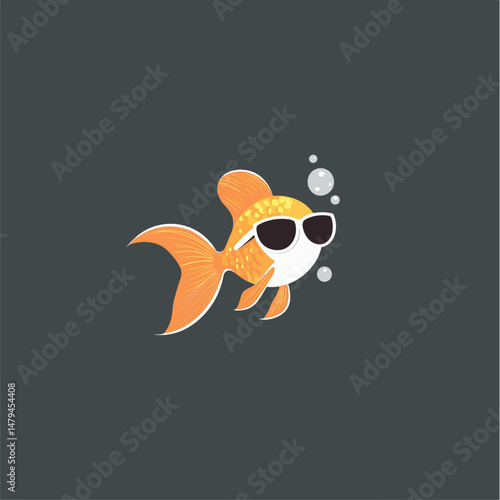 Cool Cartoon Goldfish with Sunglasses