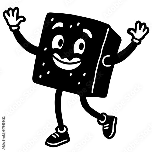 Fruitcake doing a funny dance silhouette vector illustration 