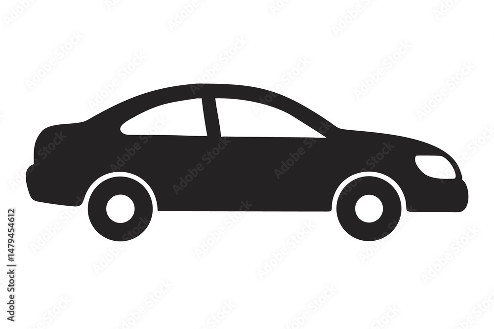 Sedan Car Silhouette Illustration, Vehicle Outline Design, Elegant Sedan Profile Sedan Car Silhouette Illustration, Vehicle Outline Design, Elegant Sedan Profile