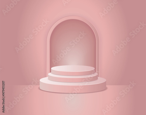 Light Pink Circle Pedestal Podium EPS Vector