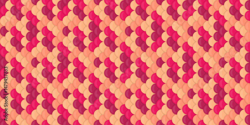 Vibrant, repeating geometric pattern of overlapping scales in warm pink and coral hues.  Ideal for backgrounds, textiles, or website design evoking feelings of energy, warmth, and sophistication.