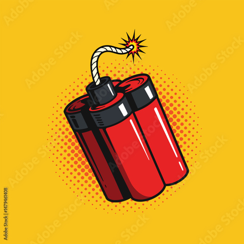 pop art dynamite icon with half-tone background
