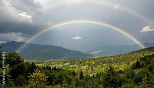 Wallpaper Mural a rainbow arcs over a lush valley just after a summer rainstorm. Torontodigital.ca