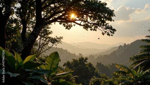 Wallpaper Mural the jungle comes alive at dawn with golden light pouring through thick leaves and the calls of distant birds. Torontodigital.ca