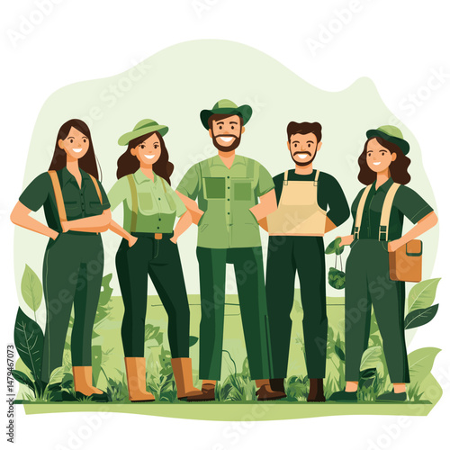 Group of Diverse Gardeners Smiling in Nature