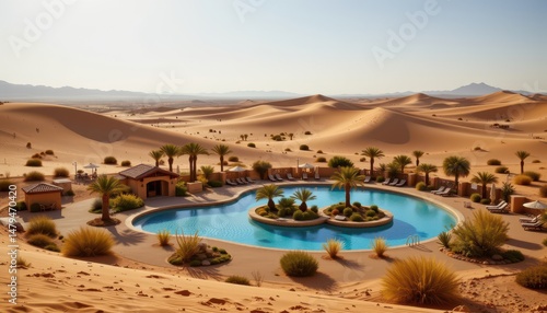 Wallpaper Mural a shimmering oasis emerges from the endless dunes of the desert. Torontodigital.ca