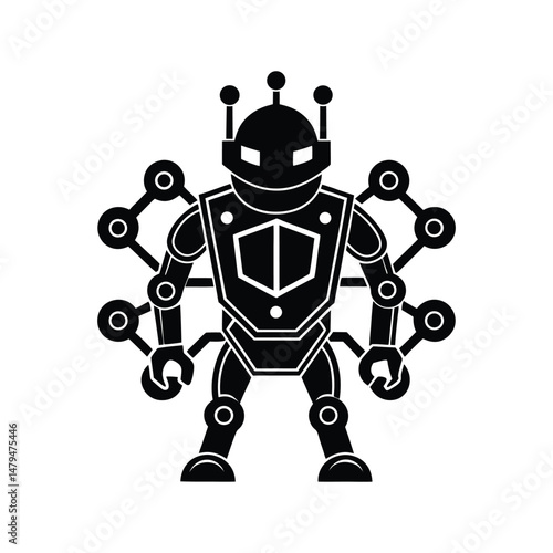 Flat and Minimal nano bot cluster logo vector illustration isolated on white background 