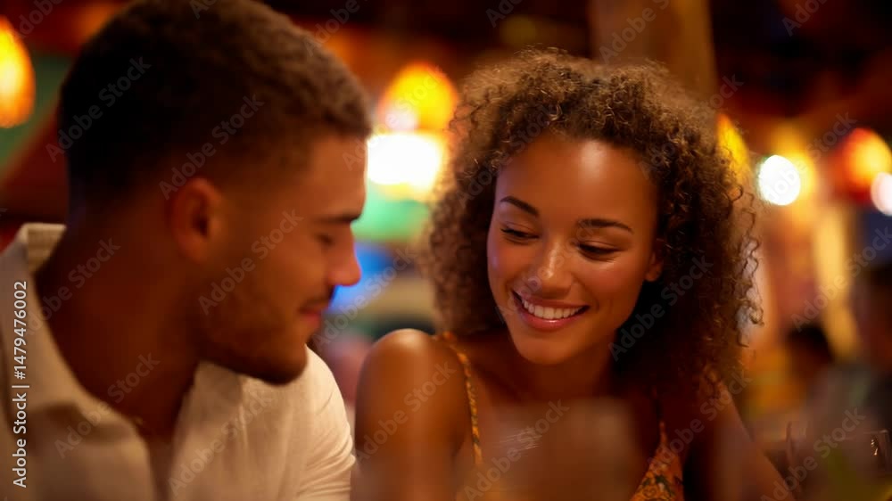 Romantic Couple Enjoys a Delightful Dinner Date at a Cozy Restaurant, Sharing Laughter and Intimate Moments Romantic Couple Enjoys a Delightful Dinner Date at a Cozy Restaurant, Sharing Laughter and Intimate Moments