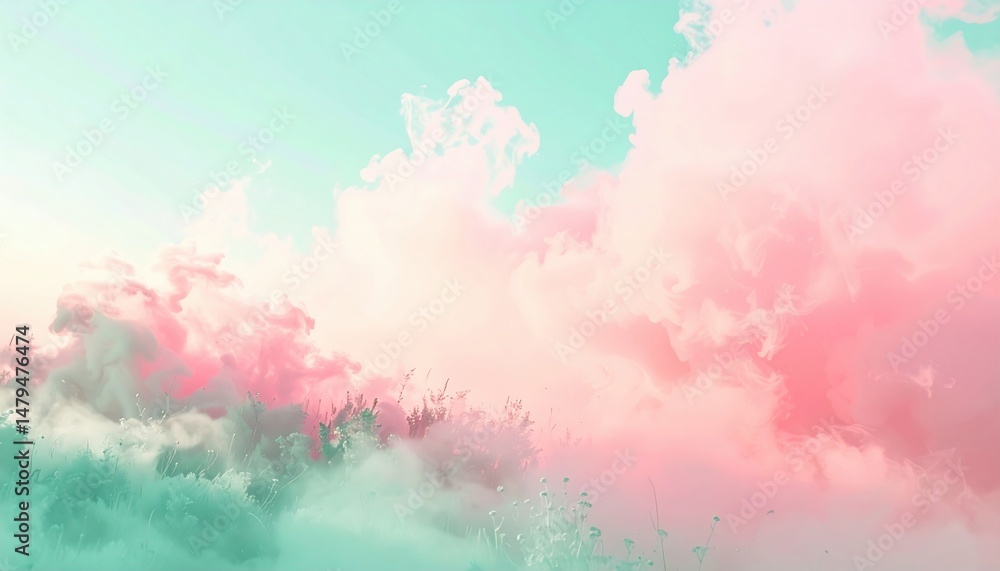 Fototapeta premium Spectacular cloud formation above serene landscape nature photography dreamy environment aerial view